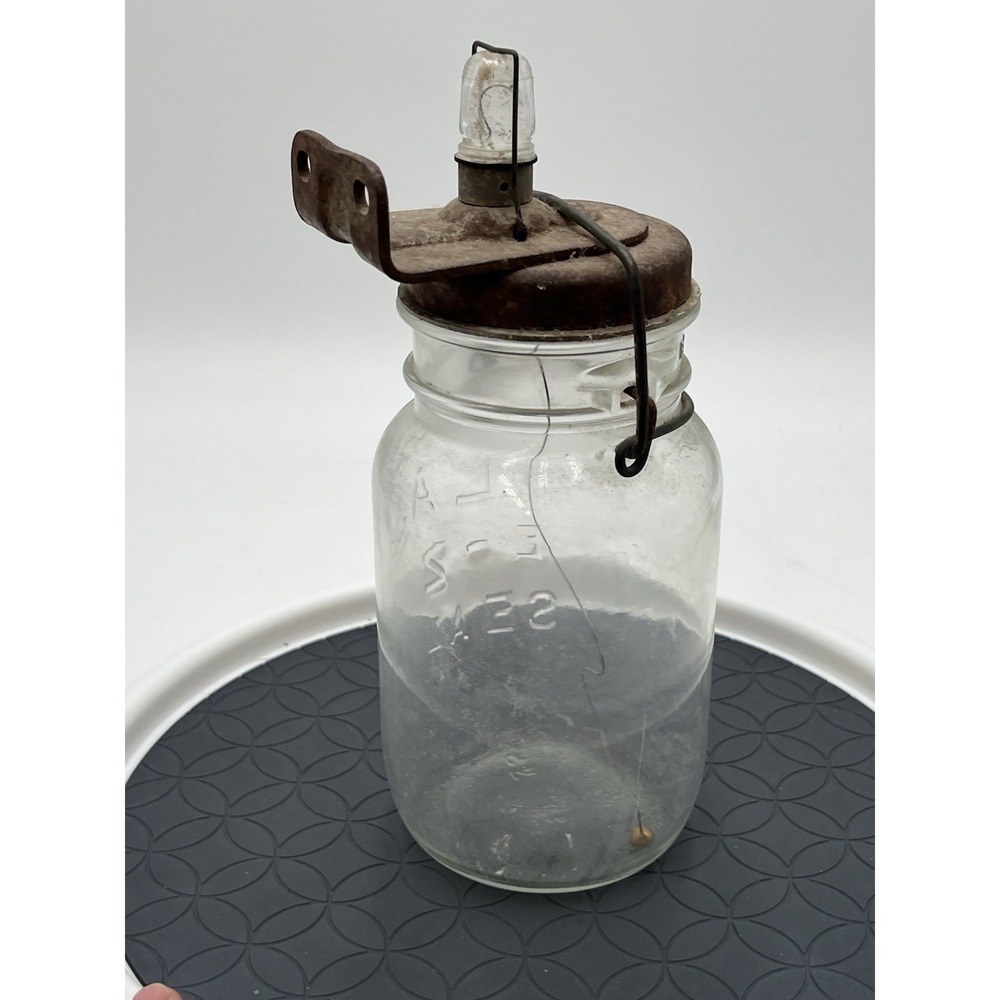 Antique White Automotive Products Atlas E-Z Seal Mason Jar Utility Wall Light - Picture 5 of 16